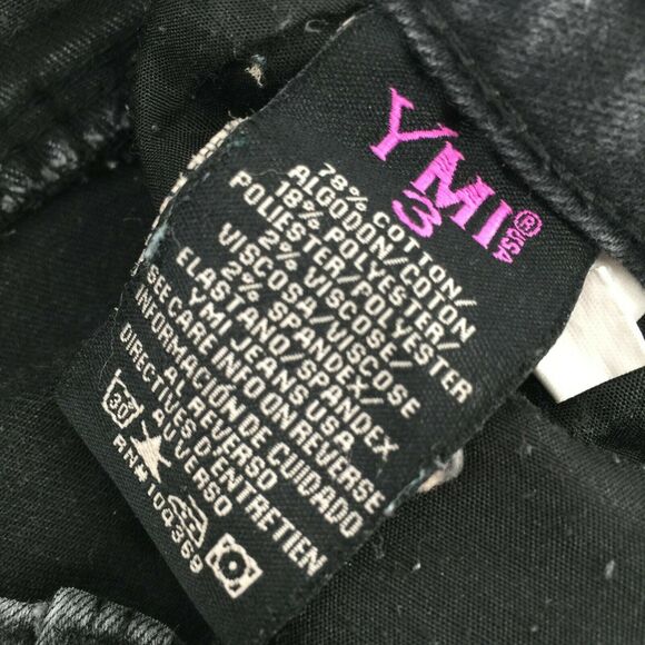 YMI Skinny Leg High Rise Jeans Size 3 Womens Solid Black Stretch Denim Jeggings - Picture 4 of 8